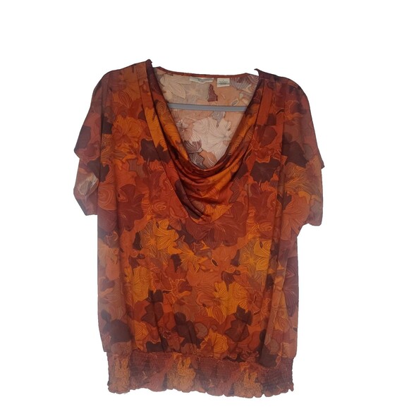 Allison Brittney Brown, Orange, Peasant Blouse Size Large - Picture 1 of 4